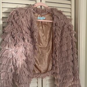 She + Sky Mauve Fringe Teddy Jacket